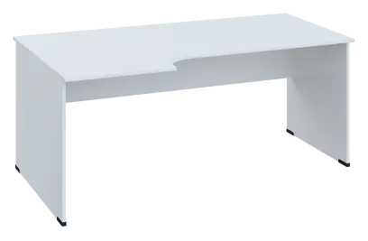 ERL 28 - 186 stůl kancelářský, rohový, levý, dřevěná podnož, deska 25 mm, široký 1800 mm, bílá